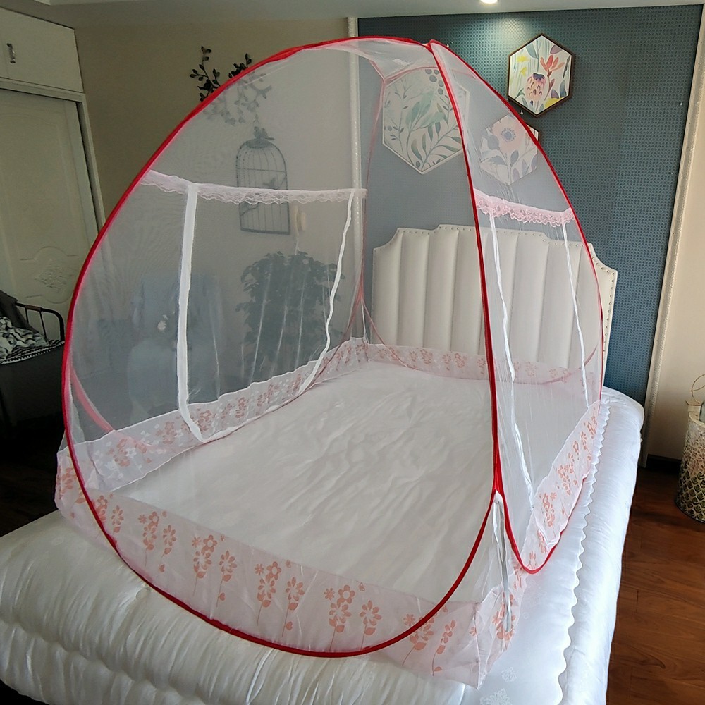自动可折叠蚊帐 印花双门钢丝成人蚊帐详情4