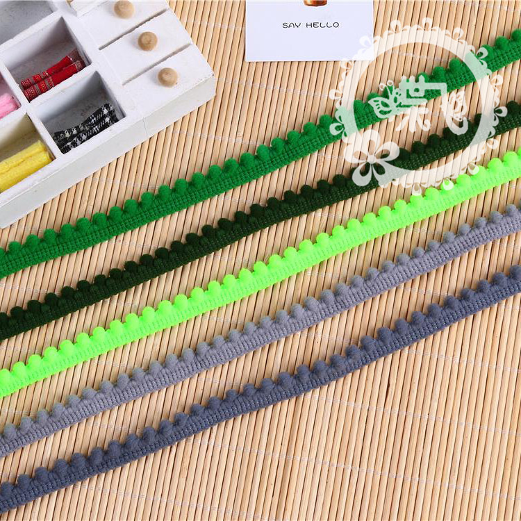 现货供应35色爆款密芽边毛毛虫织带DIY手工帽子服装辅料 毛球花边详情5