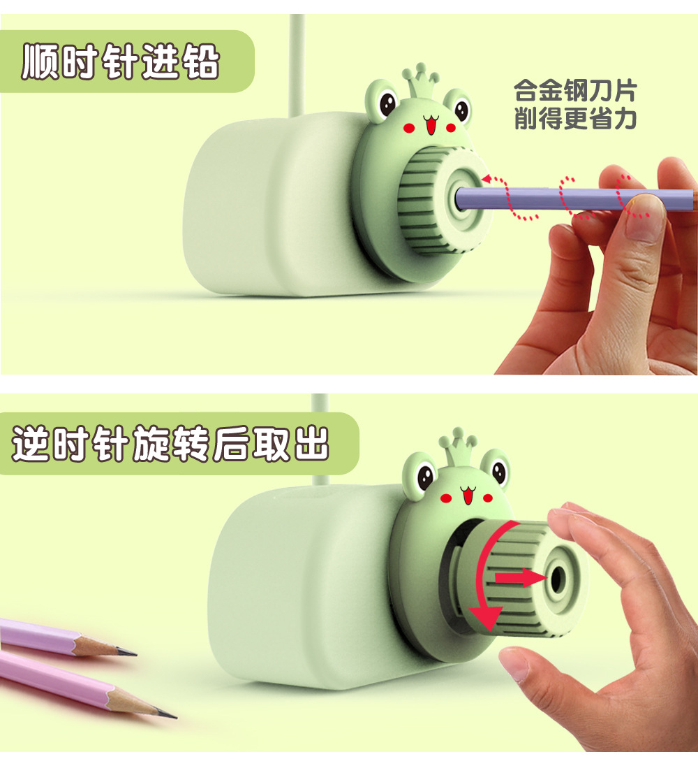 开学季卡通老虎青蛙笔筒台灯铅笔削相机台灯削笔刀夜灯USB充电儿童LED夜灯详情4