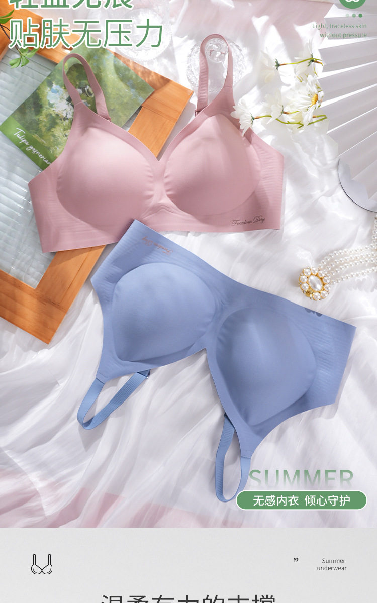 调整型无钢圈透气聚拢小胸收副乳无痕汕头内衣薄款夏季美背文胸女详情16