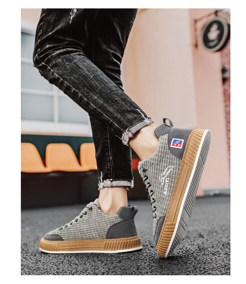 男鞋秋季2023新款灯芯绒平板鞋百搭一脚蹬高档帆布鞋软底运动潮鞋详情17