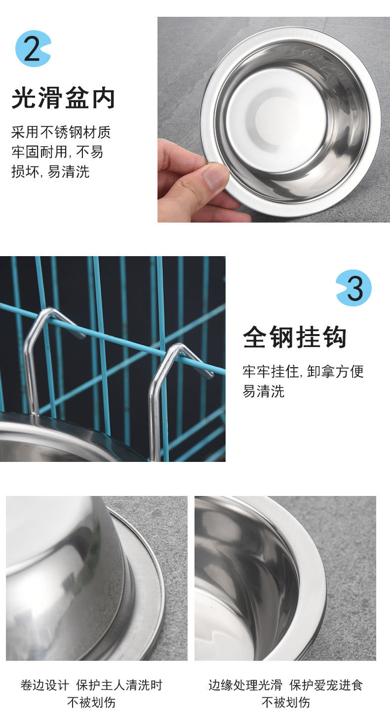 The suspended stainless steel dog bowl is fixed to prevent knocking over, the cat bowl can be hung, the dog food bowl with a stand, and the pet bowl are selling well pic 5