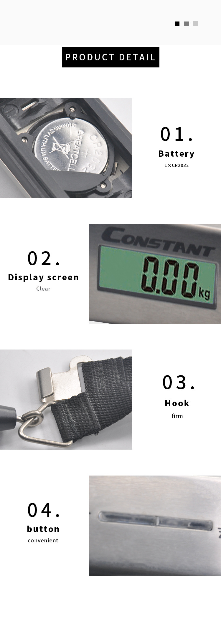 [Constant-76E] Cross-border electronic household luggage scale LCD backlit display electronic hand-held scale Metal appearance portable electronic scale pic 3