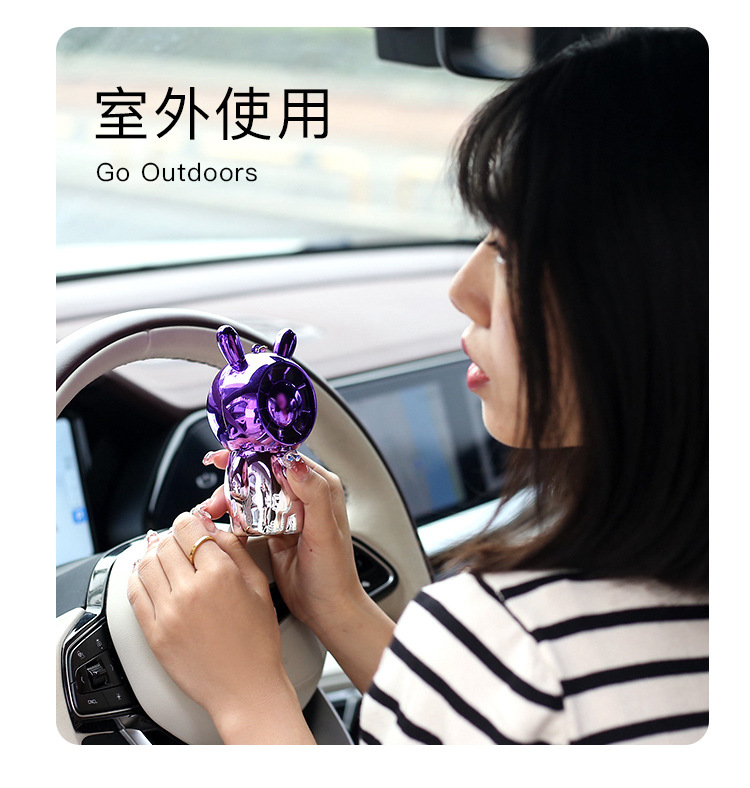 手持电镀渐变彩色卡通小熊桌面usb风扇 户外钥匙扣迷你口袋风扇详情9