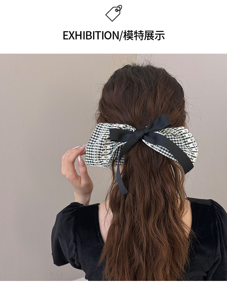 Retro bow, square scarf, large intestinal hair band, headwear, hair tie, Japanese style, niche, high-end, versatile, low ponytail hair band pic 5