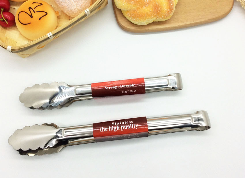 Bread tongs, stainless steel plum blossom bread food tongs, tableware food tongs, steak barbecue tongs pic 8