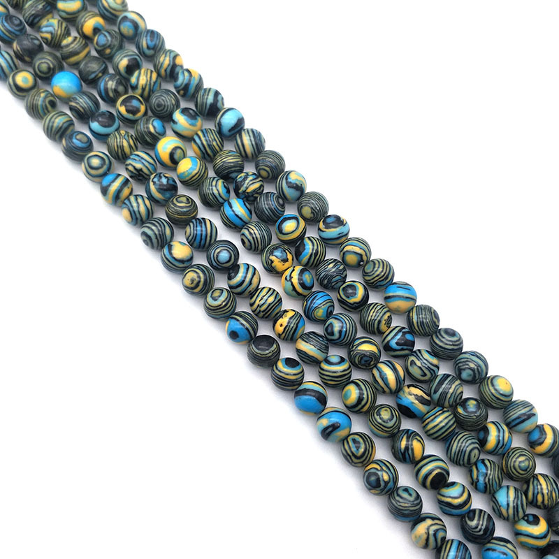 Jewelry accessories, malachite loose beads, semi-finished products, beads strung together to form round beads, DIY cross-border bead matching, large quantity discounts pic 2