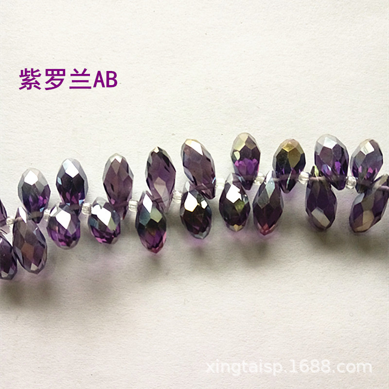 diy jewelry accessories: Crystal glass beads with horizontal holes and water drops, 6*12mm, electroplated AB color clothing jewelry accessories pic 10