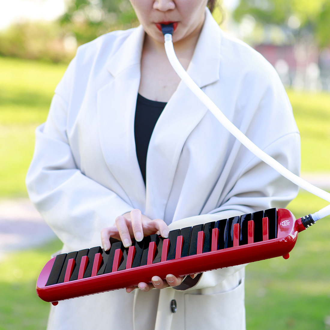 Wholesale of high-end 32-key performance harmonica in red and black EVA case for beginners and adults pic 8