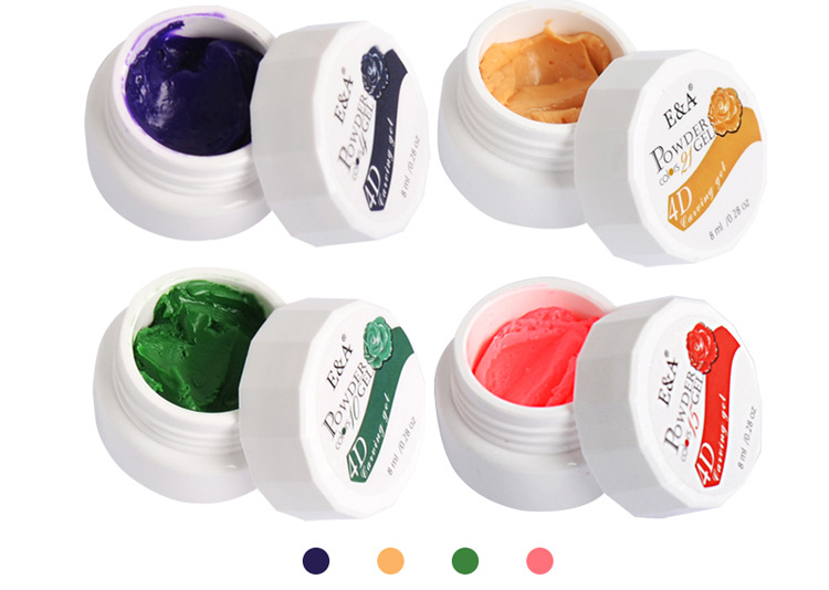 E&A 4D Stereoscopic Phototherapy Nail Art Carved Clay Carved Flower Glue 24-color exclusive for export pic 17