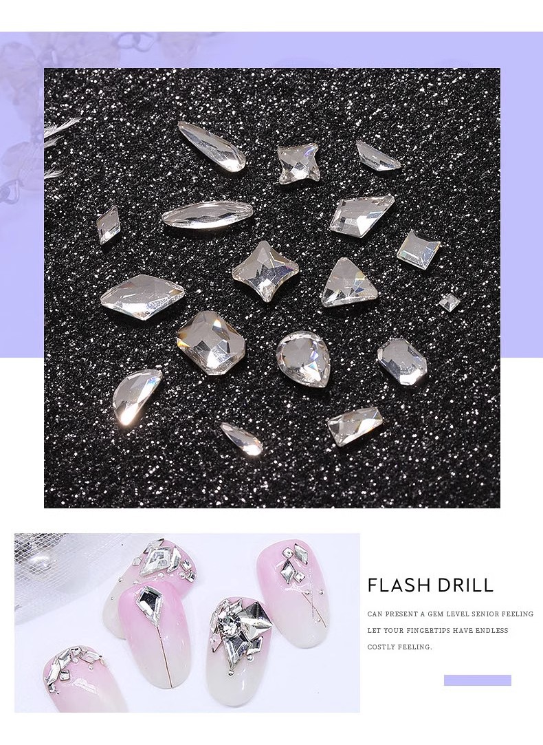 Nail art irregular-shaped diamonds, flat-bottomed non-dropping small diamond jewelry, mixed small flat-bottomed diamonds, a whole batch of dazzling nail art jewelry fragments pic 15