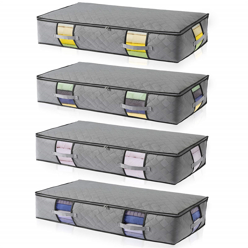 Wholesale of PVC transparent viewing window storage bags and foldable non-woven fabric storage and organization bags for bedding under the bed pic 2