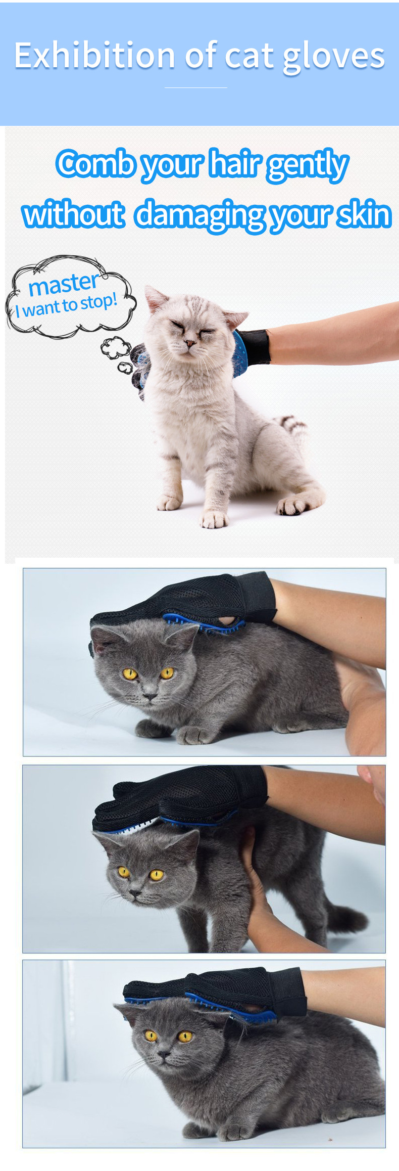 Rubber pet petting gloves, pet cleaning and bristle removal brushes, pet grooming petting gloves, cat and dog bathing products pic 21