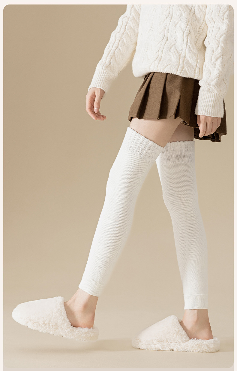 羊绒护膝袜套女长筒袜子加绒加厚毛圈秋冬季保暖过膝袜女士大腿袜详情12