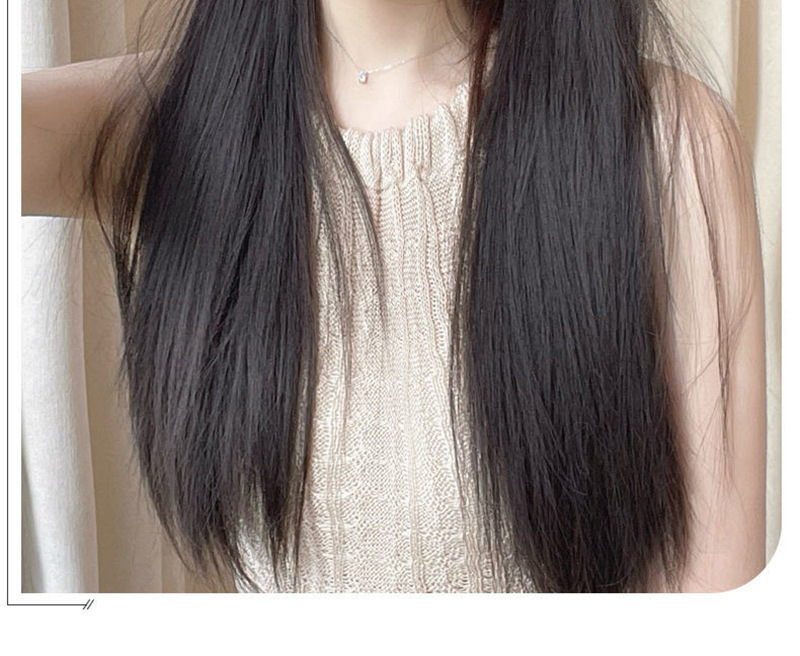 Wig for women, long hair band, wig, one-piece U-shaped half-head cover, long straight hair, natural one-piece faux hair wig pic 1
