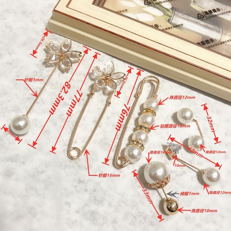Korean Dongdaemun Jewelry Pearl simple diamond-encrusted round ball brooches, clothing, hats, accessories and pins pic 2