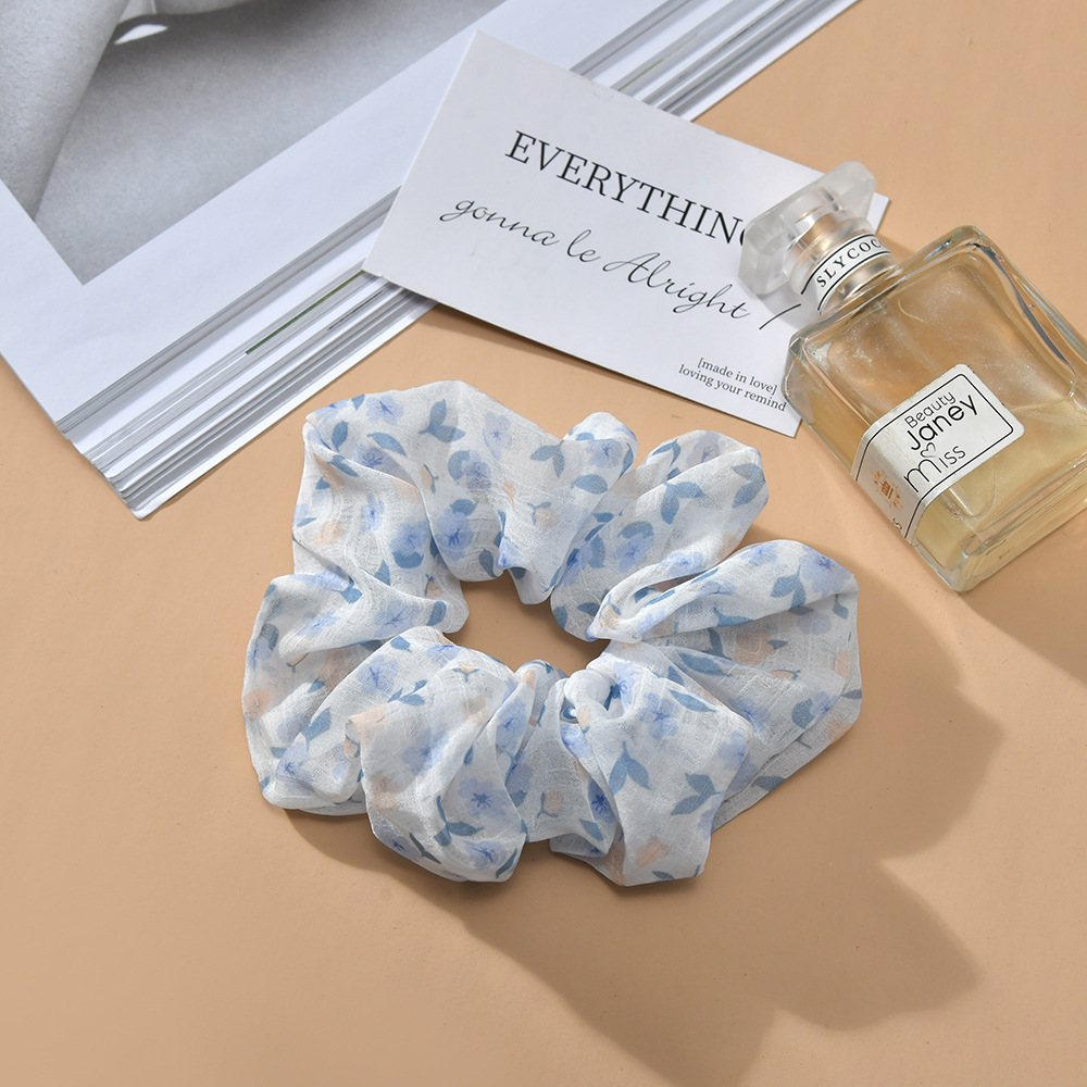 韩版简约ins风小清新大肠发圈头绳森林系碎花格子发饰小饰品批发详情2