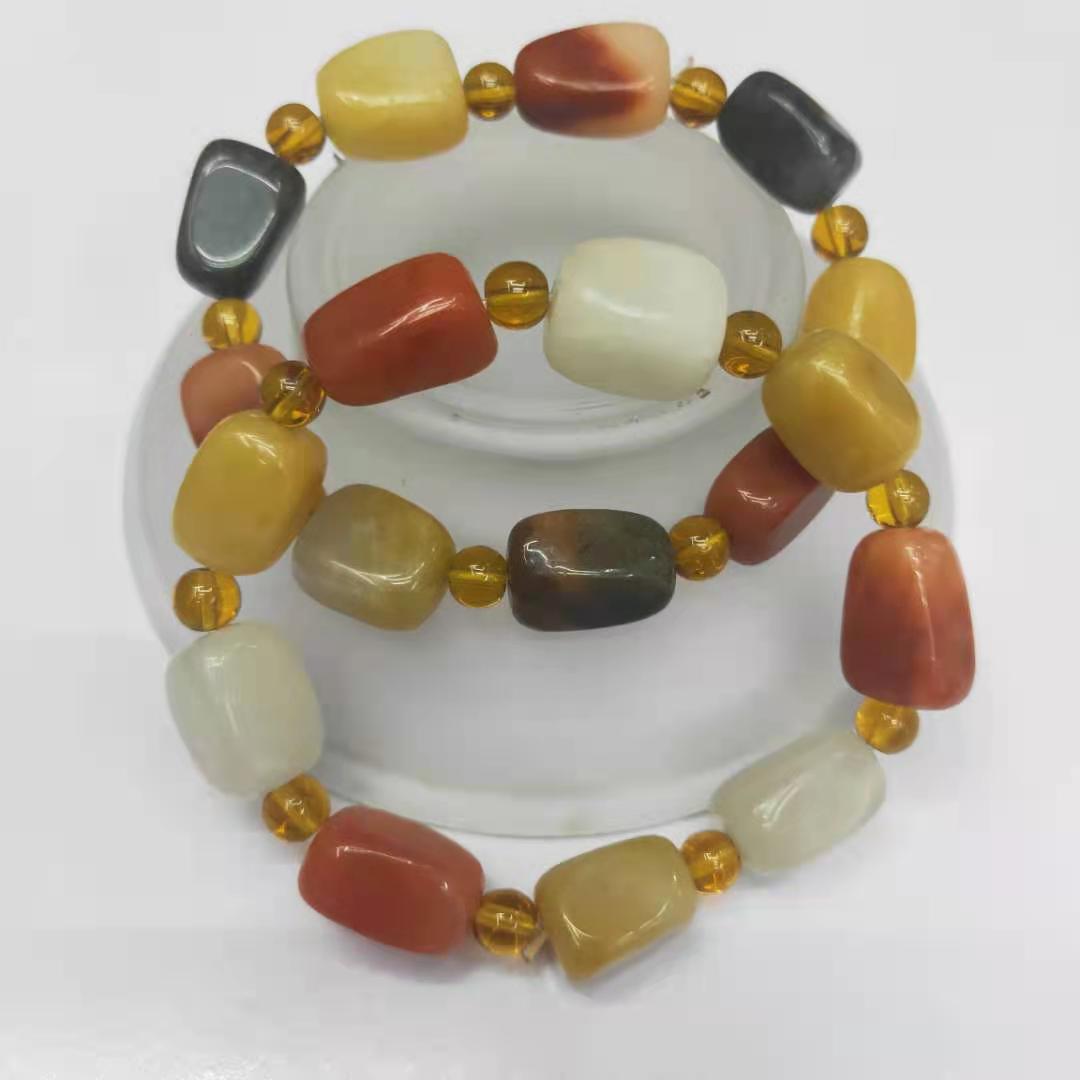 Jewelry and accessories, Xinjiang golden thread jade square irregular combination bracelet, Buddhist prayer beads, jade bracelet diy factory wholesale pic 14