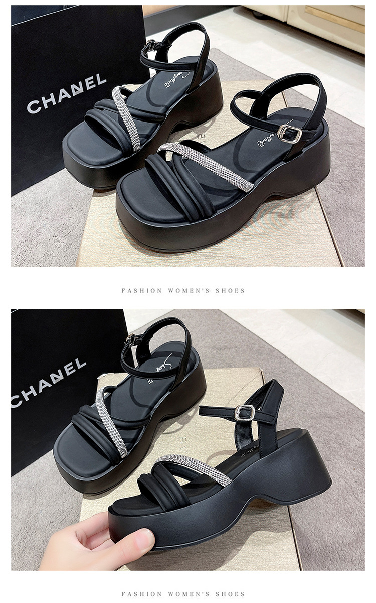 凉鞋女2024夏季新款厚底增高仙女风罗马凉鞋坡跟潮百搭女士凉鞋详情15