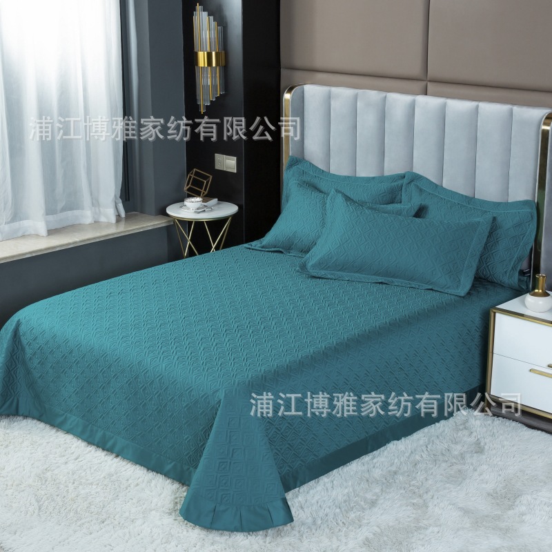 Wholesale of new light luxury 60s long-staple cotton bed cover three-piece set, quilted quilt with thickened cotton interlining, pure cotton bed cover pillowcase pic 8