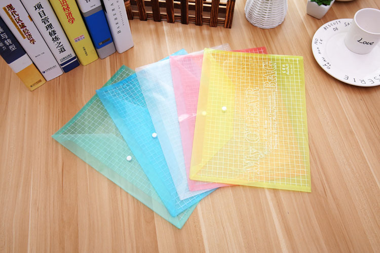 Office supplies, stationery, PVC transparent snap fasteners, 18C file bags, information bags, folders, A4 color, factory direct supply pic 3