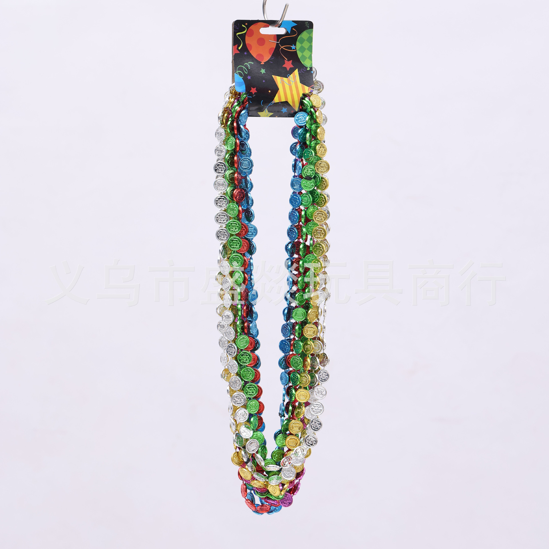 跨境小丑钱币金币电镀珠链彩色项链独立日狂欢万圣节派对波珠链详情1