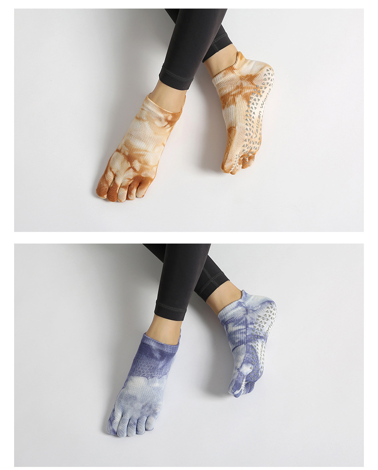 新品国潮瑜伽袜五指运动分指室内点胶防滑菩提拉健身房室内地板袜详情12