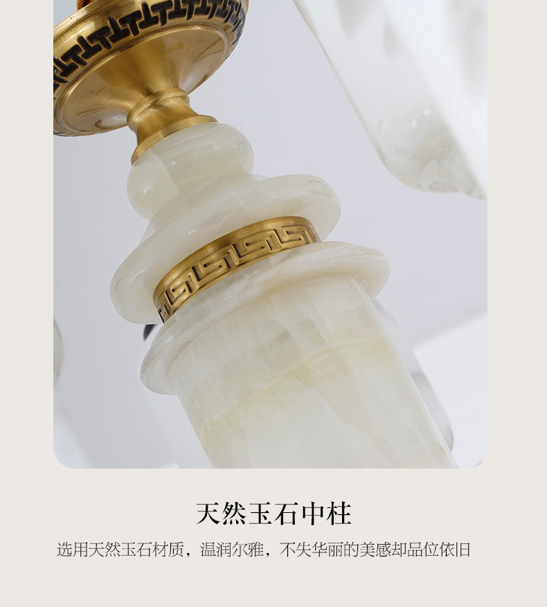 新中式全铜大吊灯别墅复式楼客厅灯豪华挑高新款楼中楼玉石大厅灯详情28