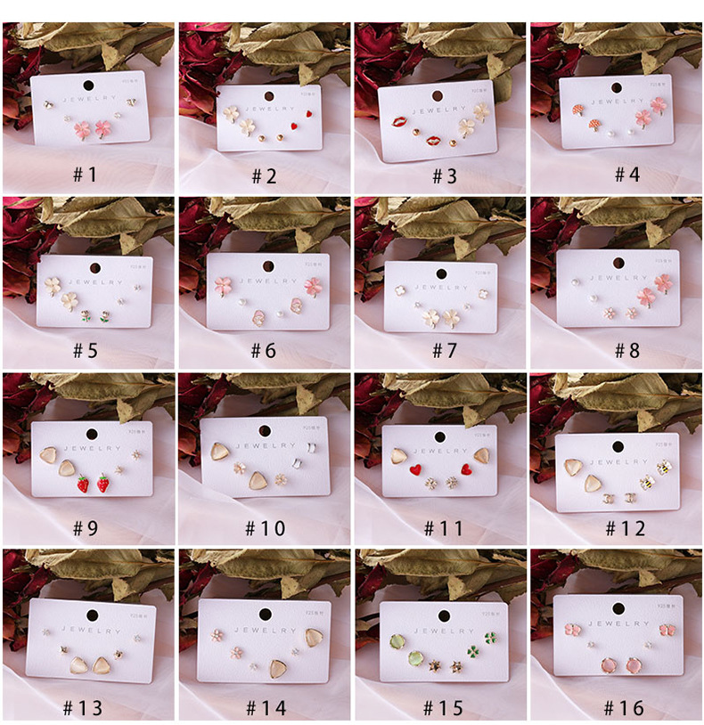 新款925纯银针猫眼石个性女耳钉 韩版精致三对套装简约耳饰批发详情4