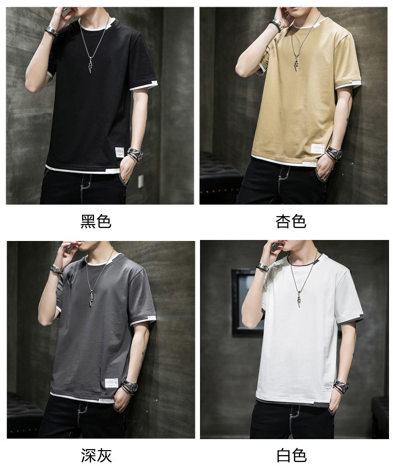 Short-sleeved T-shirt for men, Korean style, summer loose cotton T-shirt, cross-border new style, student bottom layer, half-sleeved shirt pic 8