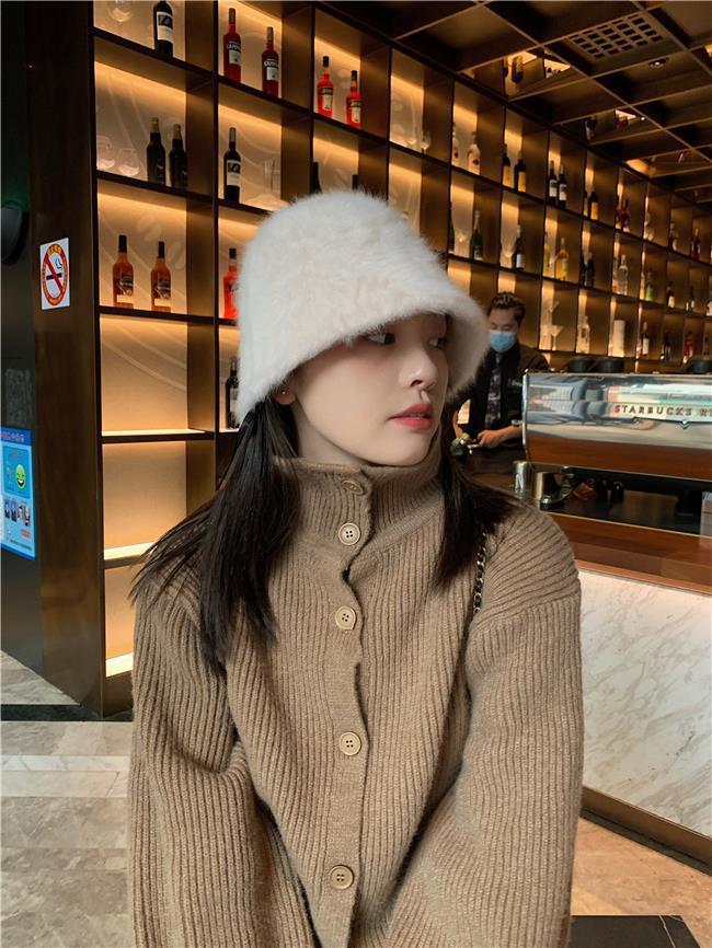 帽子女秋冬季韩版2022年爆款时尚百搭盆帽显脸小兔毛绒水桶渔夫帽详情15