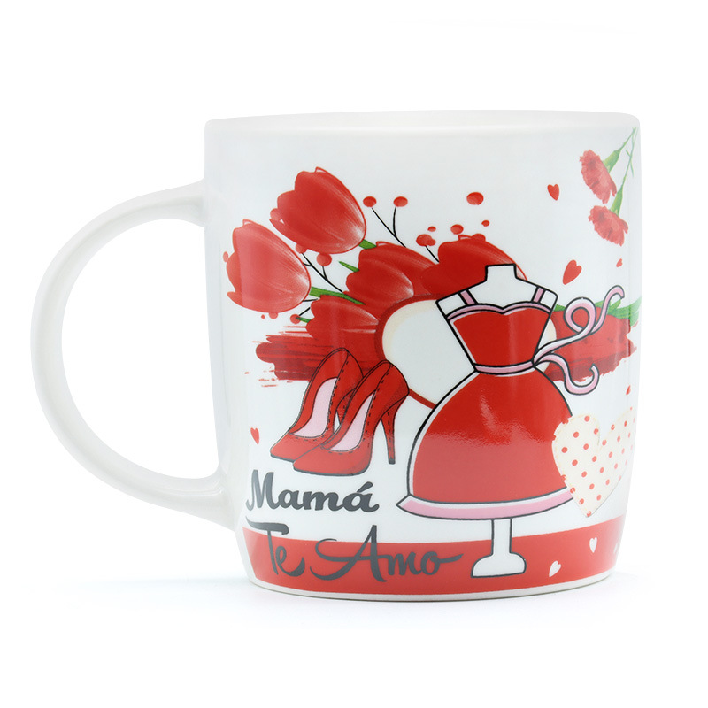西文母亲节杯子西语母亲节马克杯礼品陶瓷杯牛奶杯带硅胶盖柄勺套装礼物支持定制logo免费设计详情3