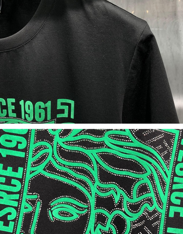 高品质夏季男士短袖t恤植绒圆领衫美人头半袖男装丝光棉薄款休闲详情6