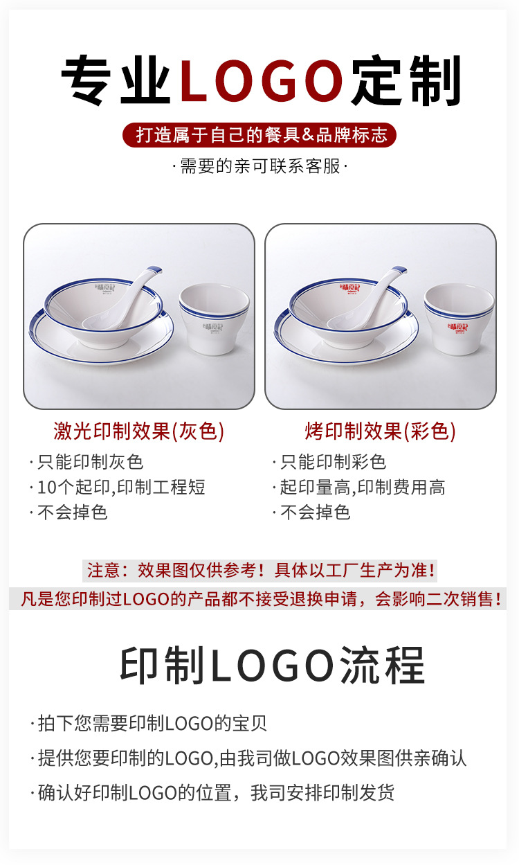 仿瓷四件套密胺摆台餐具碗筷骨碟套装塑料酒店饭店小碗商用详情7