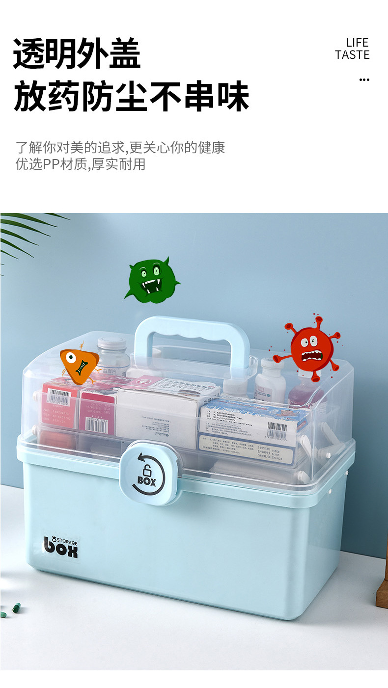 X127-8225 Household multi-layer medicine box, portable first aid medical large storage, household tools customizable LOG pic 5