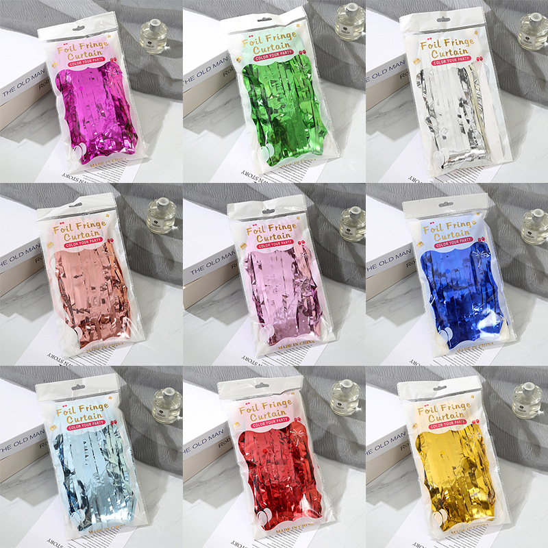 跨境专供1*2M纯色雨丝帘生日装饰派对布置用品舞台墙面装饰道具详情1