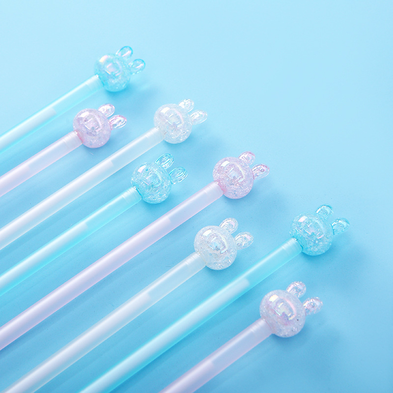 Wholesale of Korean-style creative crystal head shaped rabbit-shaped gel pens with dazzling laser designs for students pic 23