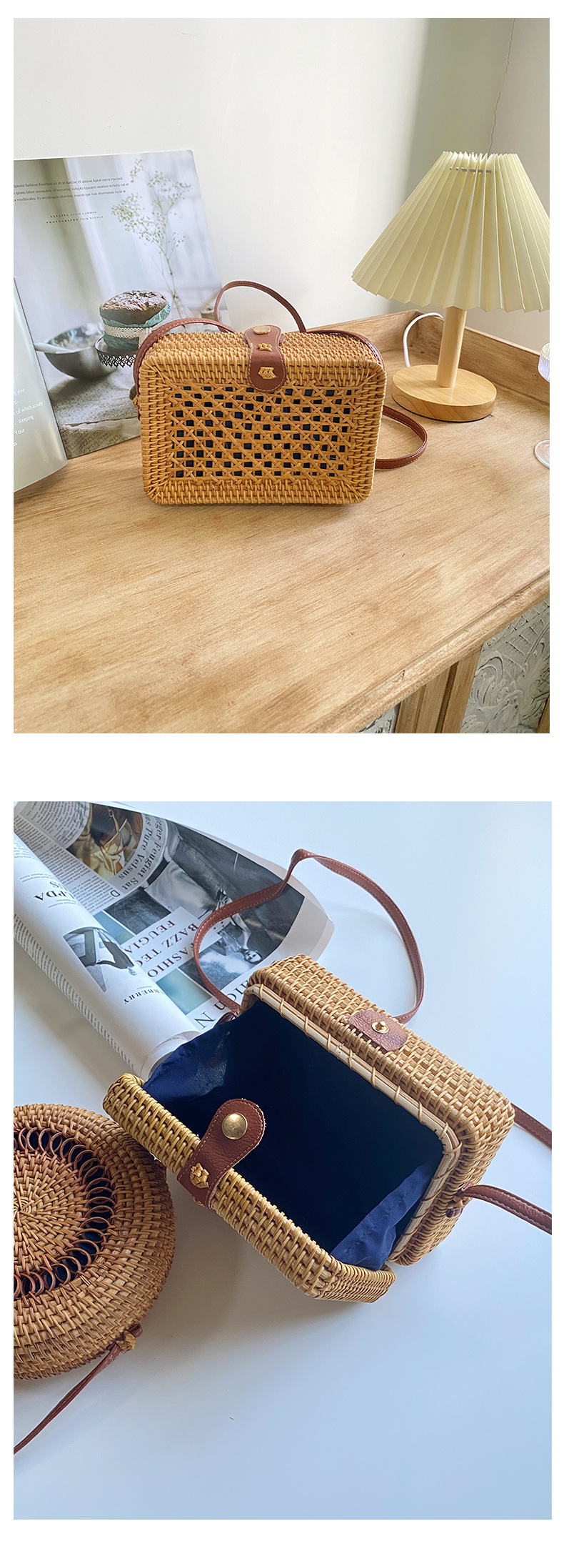 批发藤编包ins女式编织手工包篮子复古文艺手工单肩编织包详情18