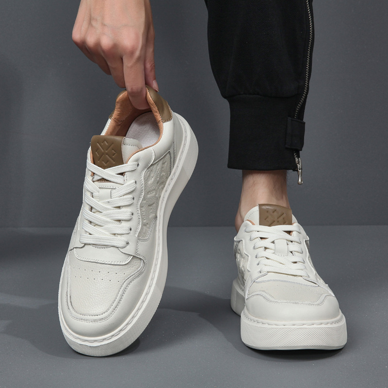 真皮板鞋男款夏季透气高级感百搭休闲男鞋头层牛皮空军男士小白鞋详情10