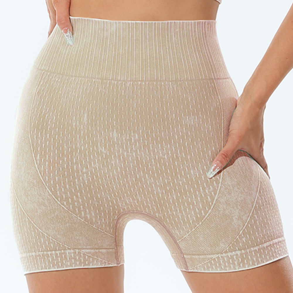 新款砂洗瑜伽裤运动健身短裤蜜桃臀yogo高腰紧身裤欧美三分裤详情14