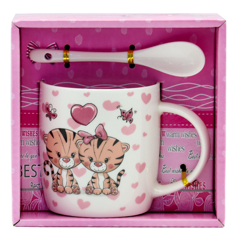New Tiger Year Ceramic coffee mug with silicone lid and handle spoon set, high-end home milk cup pic 21