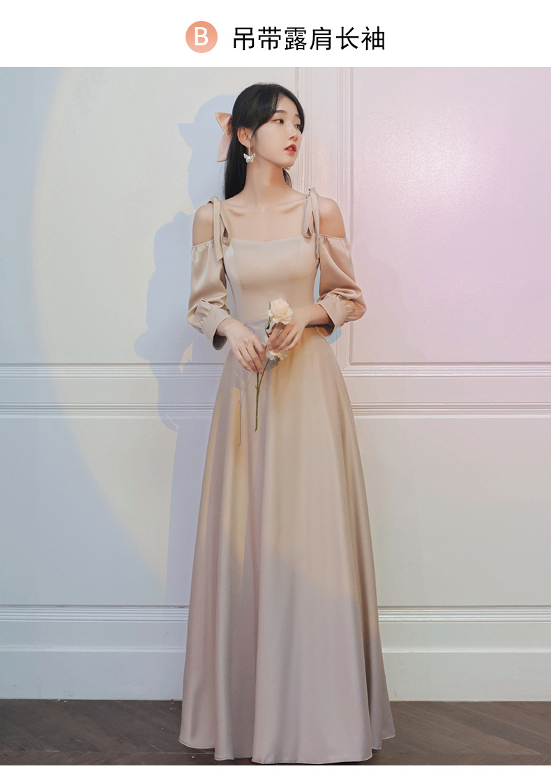 伴娘服2022年新款夏季姐妹团长裙平时可穿小众大码缎面礼服女详情15