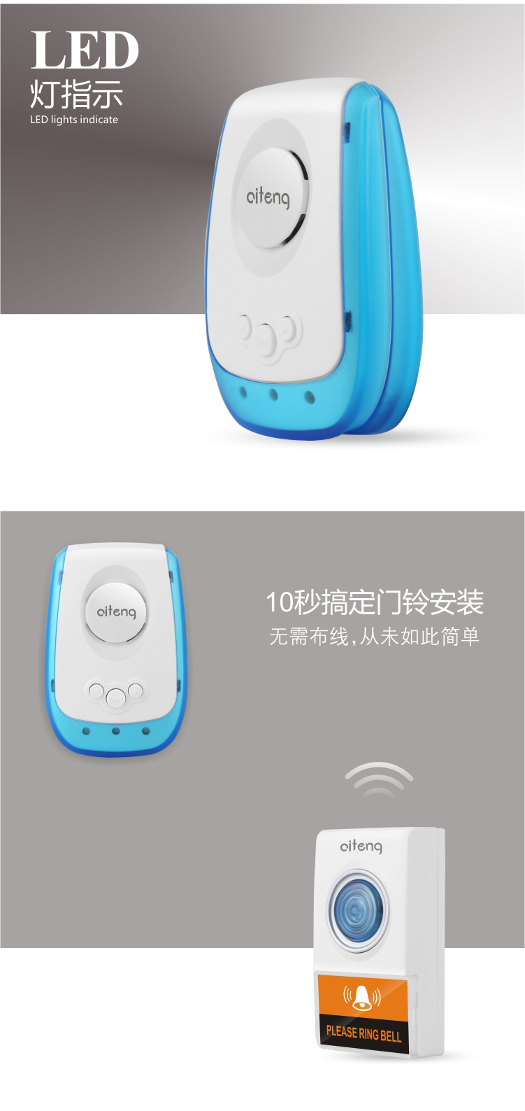 Wireless digital doorbell, AC doorbell, remote control doorbell, household doorbell, electronic doorbell pic 5