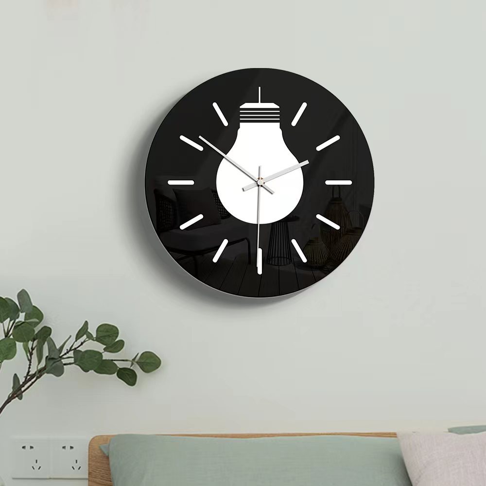 厂家批发家居装饰黑白圆形创意挂钟 客厅卧室透明亚克力复古钟表详情1