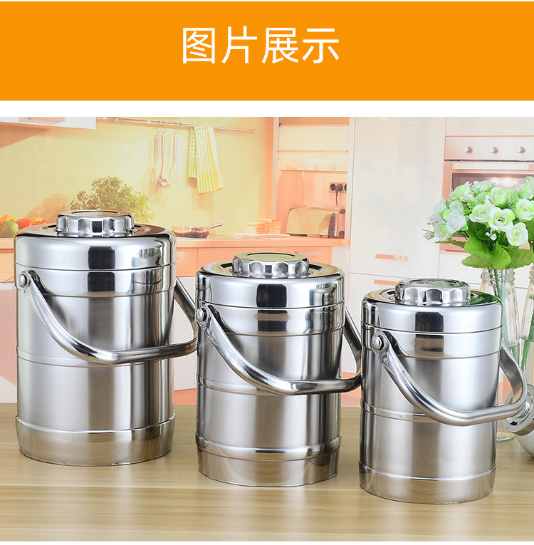 Factory direct sales of stainless steel vacuum pot double-layer insulated lunch box, straight Chinese-style insulated food compartment bucket pic 12