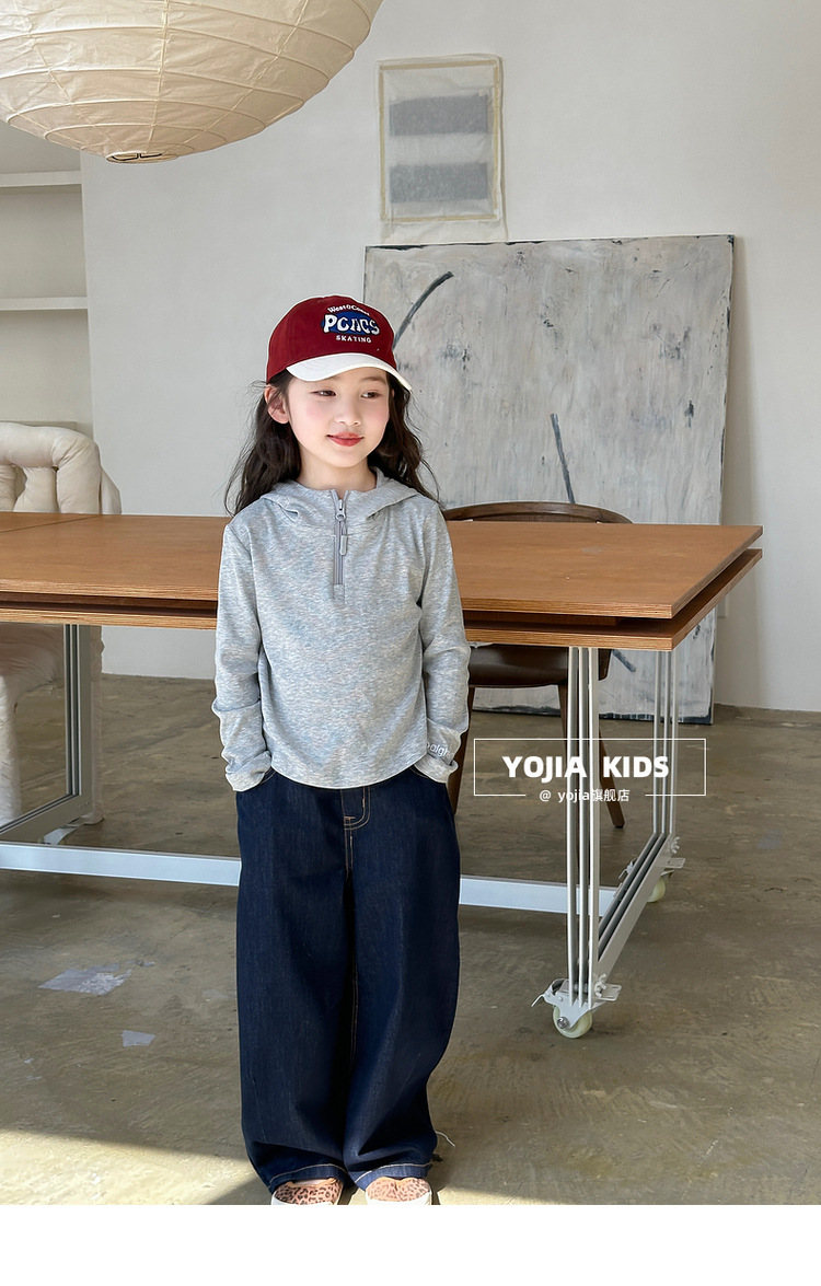 女童T恤春季2025新款韩范修身小女孩连帽上衣儿童长袖春装详情25