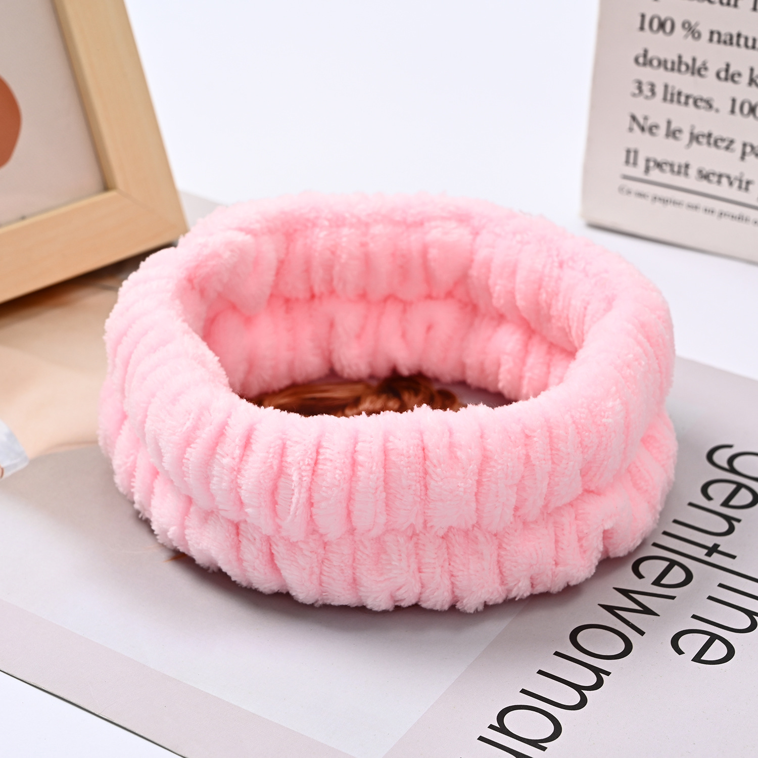 Bow face wash and hair band for girls wholesale solid color white matching makeup simple sweat-wiping wrist band flannel hair band pic 58