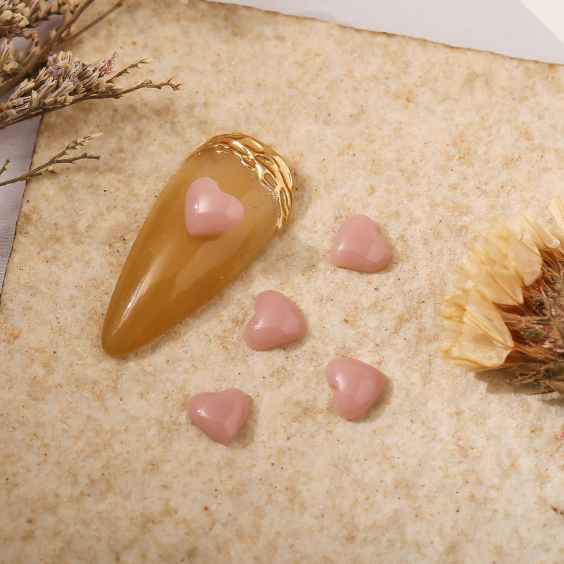 爆款美甲桃心克莱因蓝光面彩色小号陶瓷平底树脂珍珠漆指甲装饰钻详情6