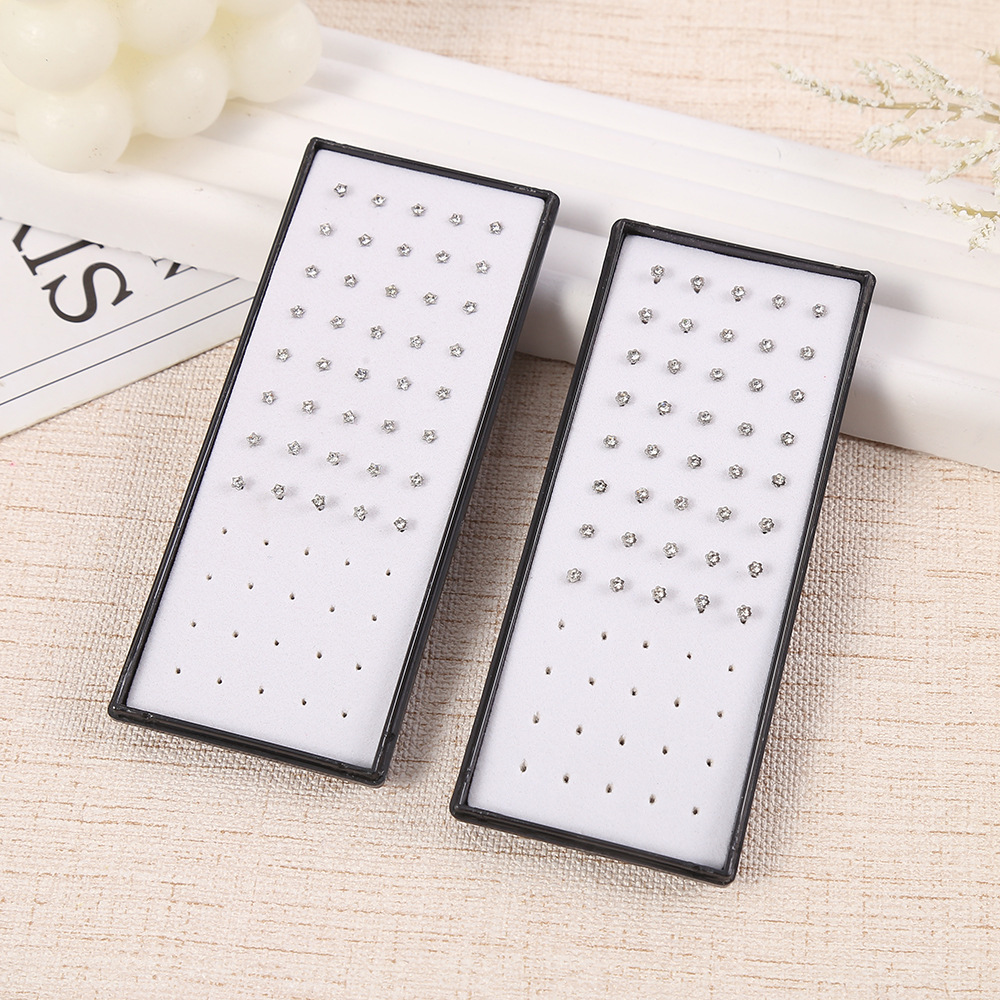 Cross-border stainless steel nose stud, straight rod, diamond-encrusted, gold and silver, colorful five-star plum blossom box, nose ring Type I, wearing pungent jewelry pic 7