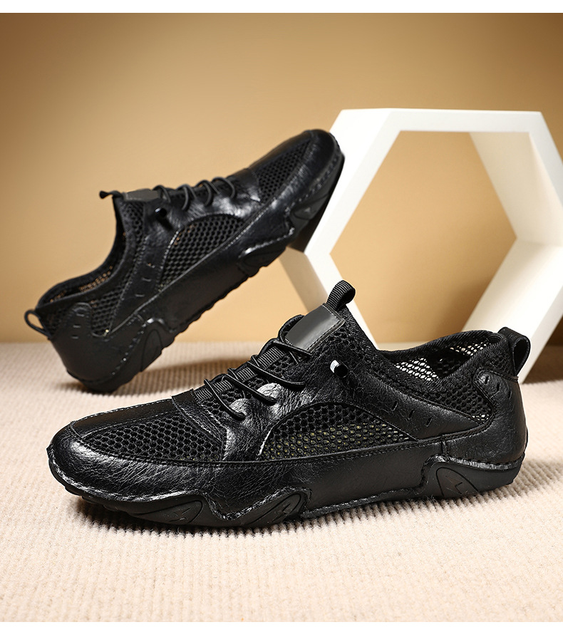 真皮牛皮跨境新款男士休闲运动鞋大码缝制透气网面鞋八爪鱼男鞋子详情38